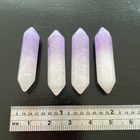 Four Dyed Rose Quartz Double Points - #6 - Picture 1 of 3